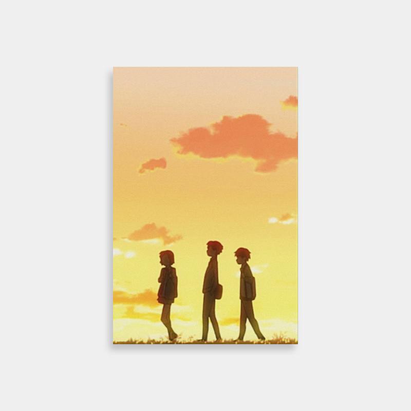 Ryota Watari Your Lie in April Poster - Three People Walking at Sunset