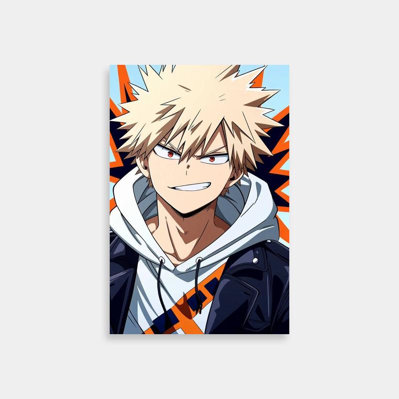Katsuki Bakugo My Hero Academia Poster - White Hoodie Anime Art