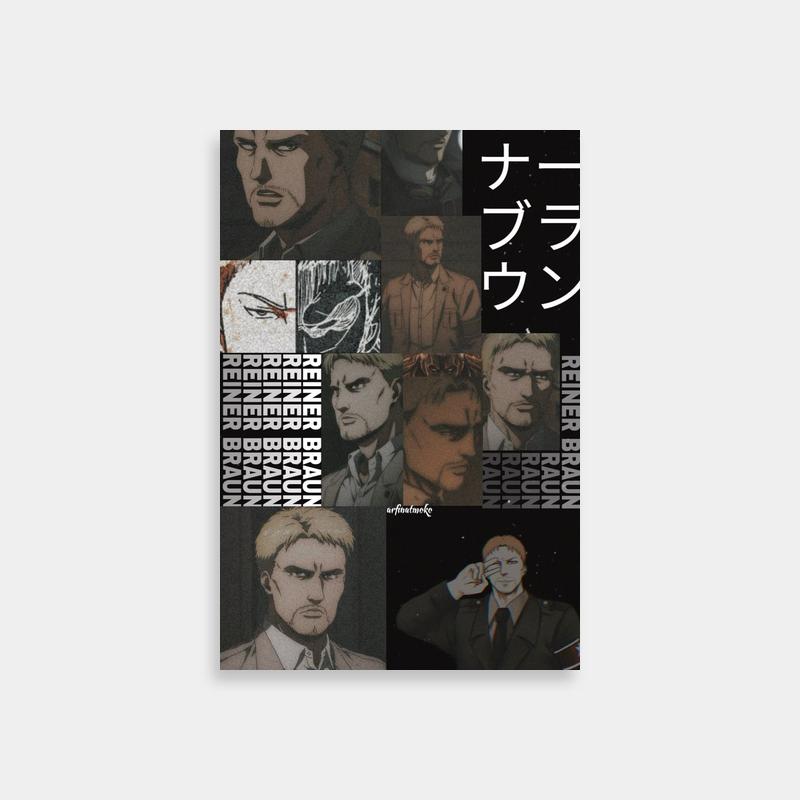 Reiner Braun Bilingual Text Attack on Titan Poster