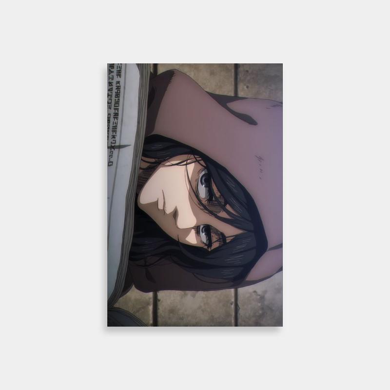 Pieck Finger Attack on Titan Wall Art - Blue-Eyed Anime Character on Tile Floor