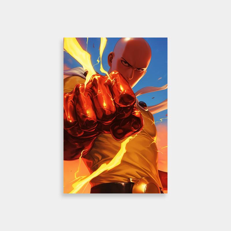 Saitama One Punch Man Action Poster - Anime Art Print