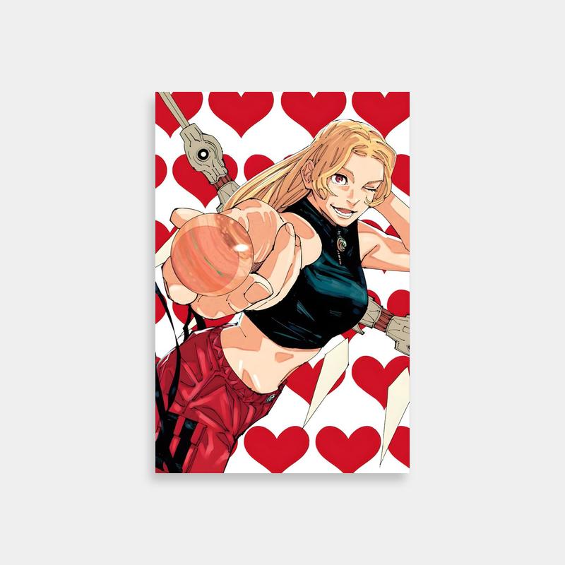 Yuki Tsukumo Jujutsu Kaisen Art Print - Knife-Wielding Character with Hearts