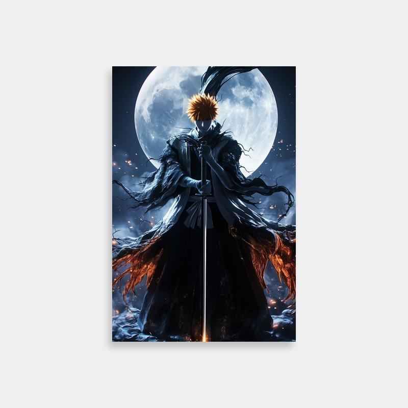 Ichigo Kurosaki Bleach Anime Poster - Full Moon Scene