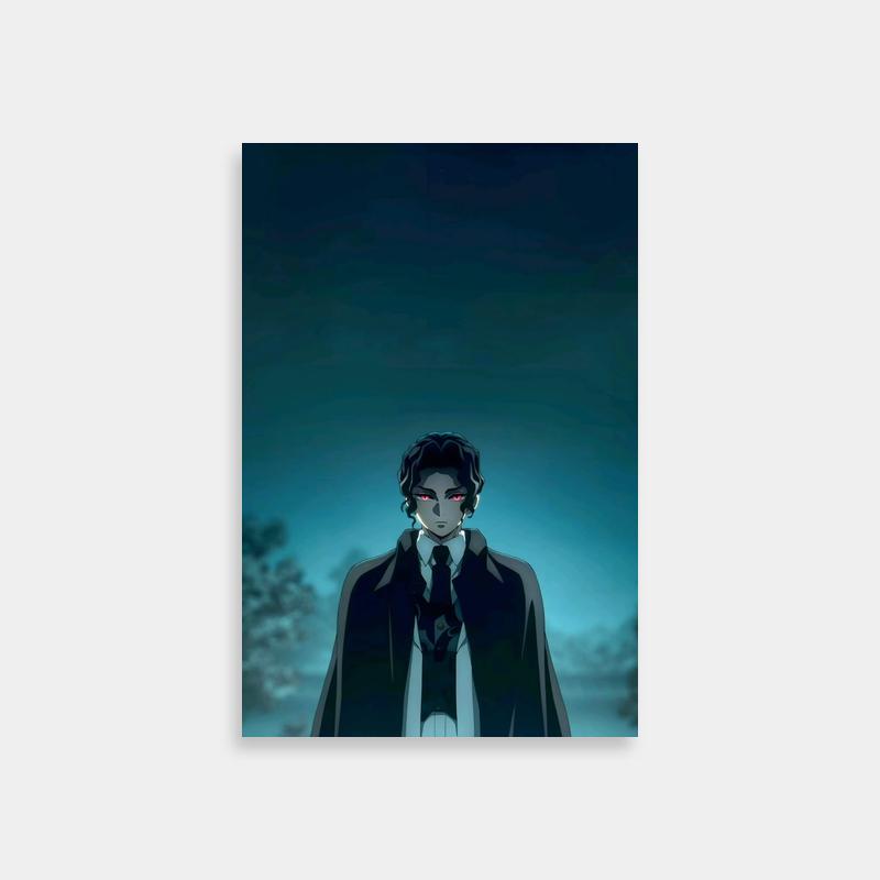 Muzan Kibutsuji in Suit Demon Slayer Poster - Dark Sky Background