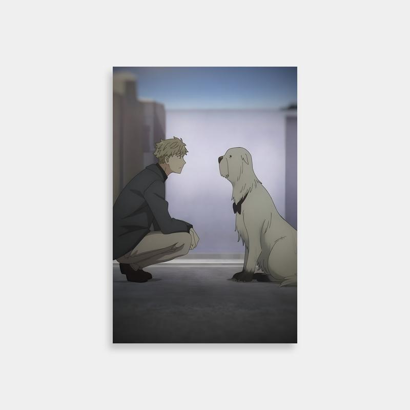 Bond Forger Spy x Family Wall Art - Man Kneeling Next to Dog