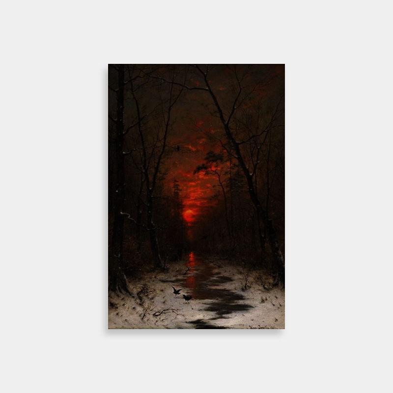 Witch of the Waste Howl's Moving Castle Poster - Snowy Sunset Forest Painting