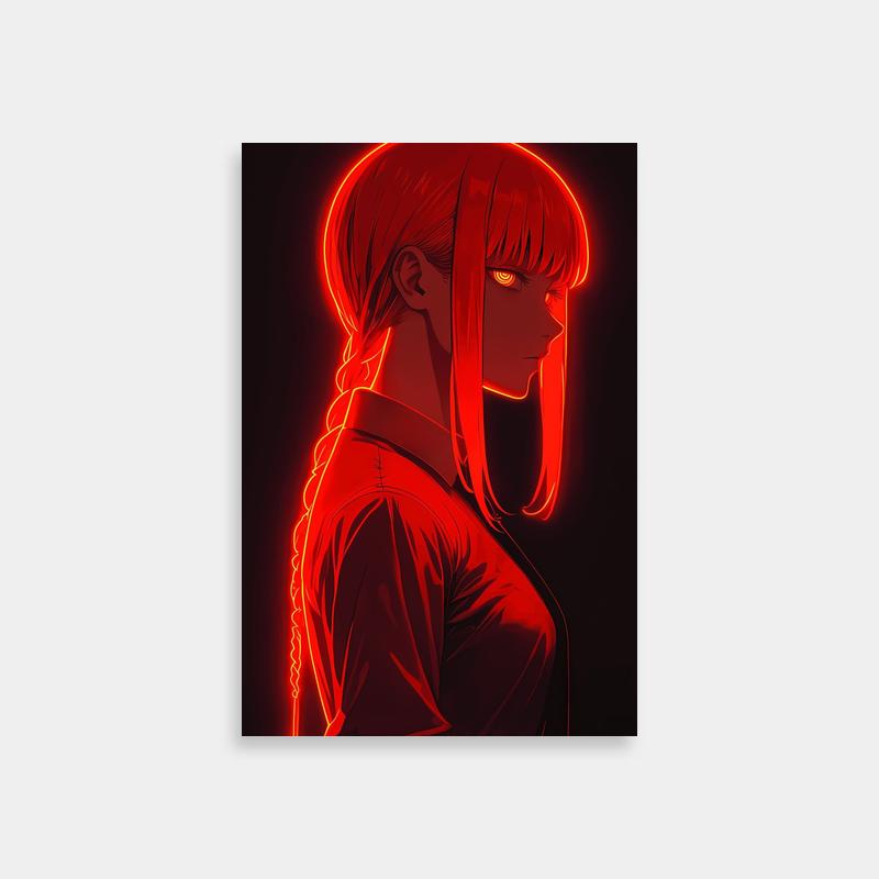 Makima Red Hair Anime Poster - Side Profile Art