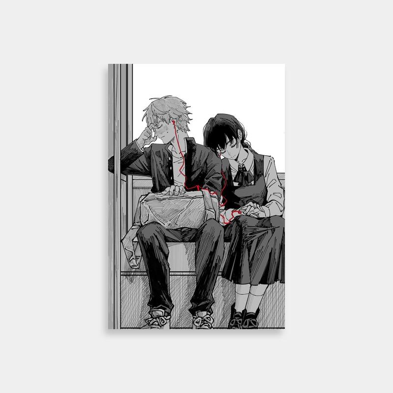 Denji Chainsaw Man Poster - Two Characters Sitting on a Bench
