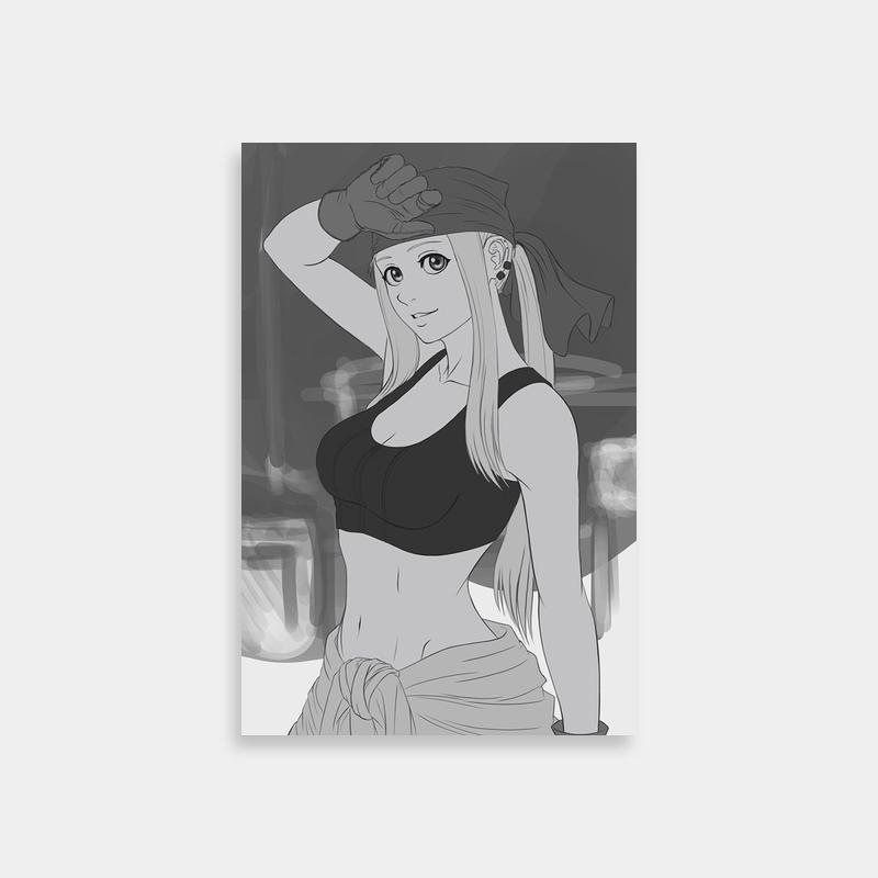 Winry Rockbell Fullmetal Alchemist Art Print - Stylish Black Outfit