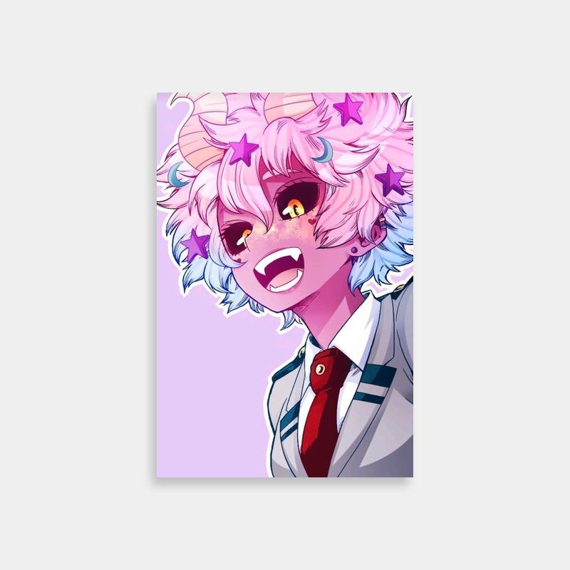 Mina Ashido My Hero Academia Poster - Pink Hair Anime Character with Stars