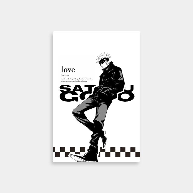 Satoru Gojo Jujutsu Kaisen Poster - Black & White Love Theme Art