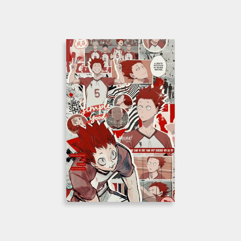 Tendou Satori Haikyuu Poster - Red-Haired Anime Character Collage