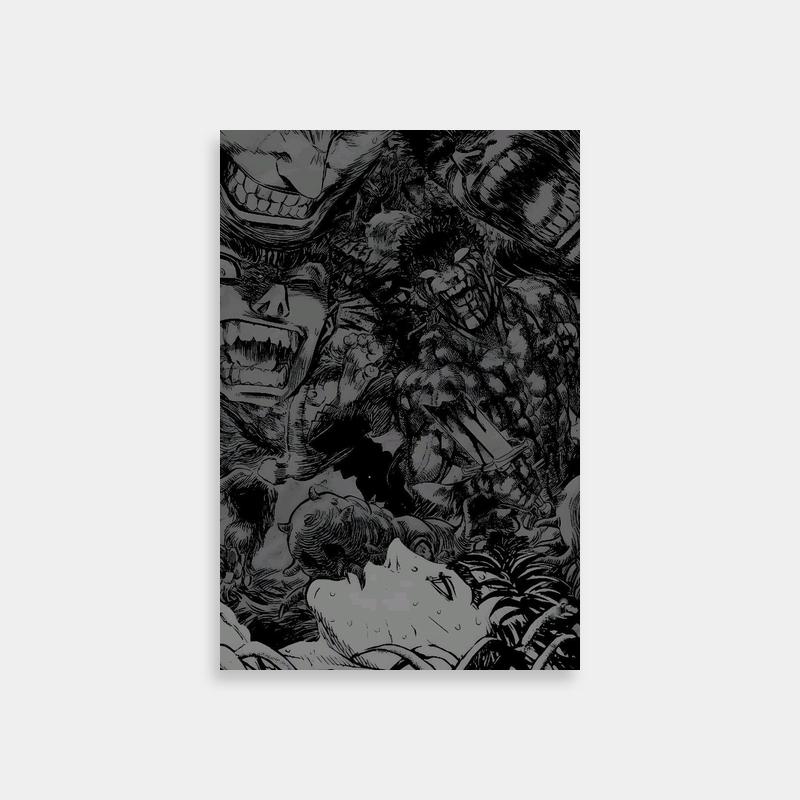 Guts Berserk Art Print - Monstrous Black & White Drawing