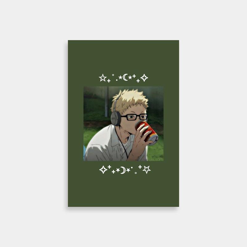 Kei Akira Drinking Coffee Poster - Anime Character Art