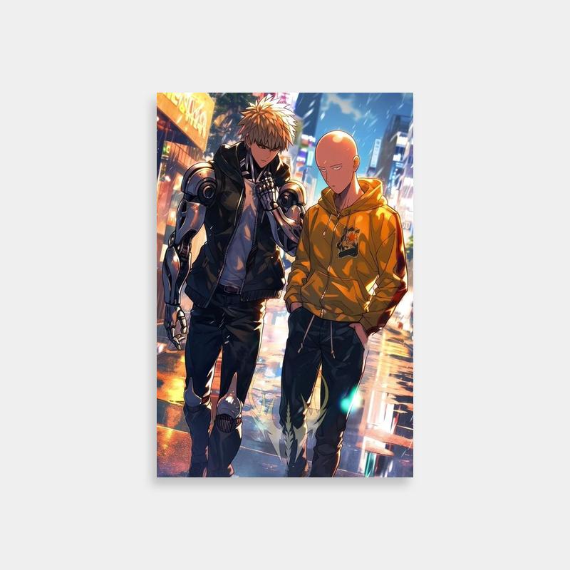 Saitama One Punch Man Wall Art - Rainy Anime Scene