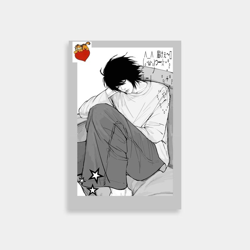 L Lawliet Death Note Poster - Sitting on Bed with Head in Hands
