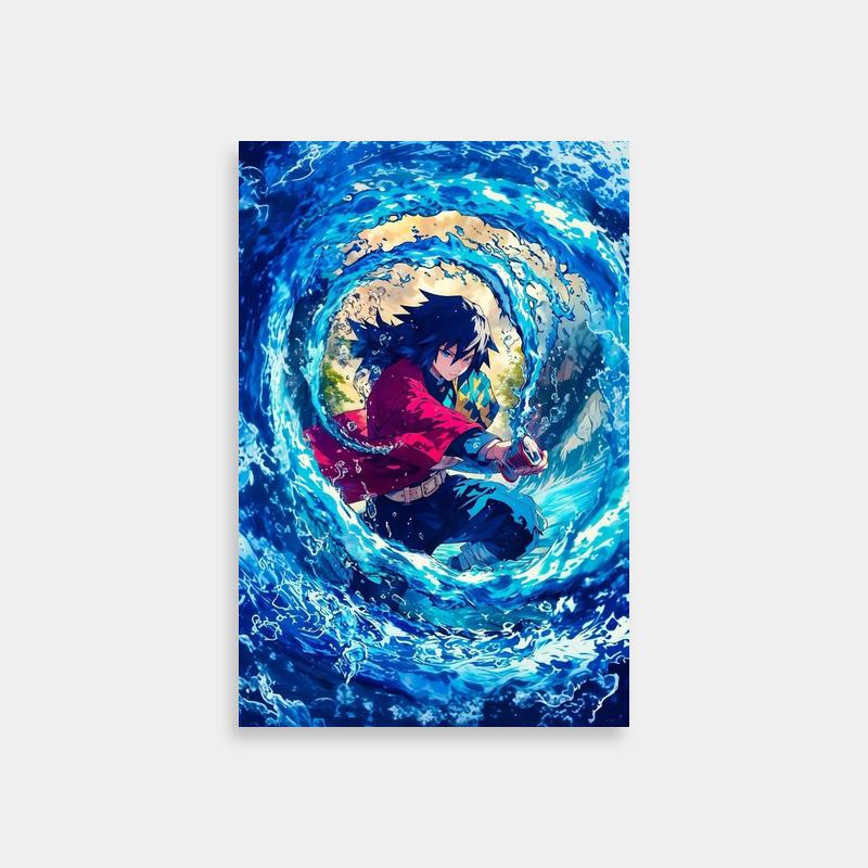 Giyu Tomioka Water Hashira Poster - Demon Slayer Wave Art