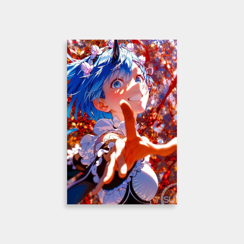 Ram Poster - Re:Zero Anime Character with Blue Hair and Horns