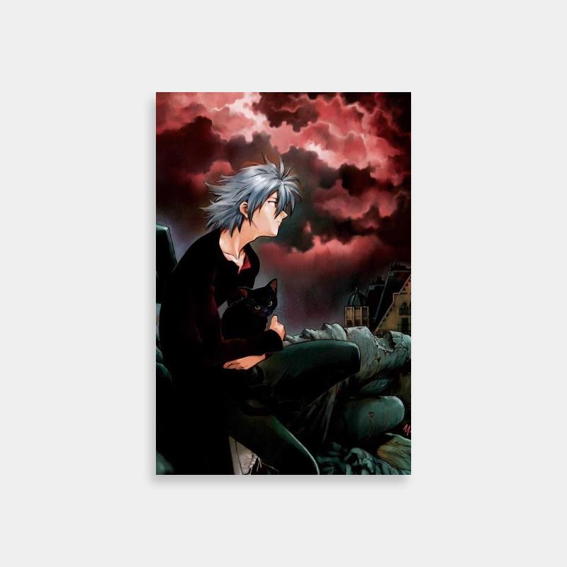 Kaworu Nagisa with Cat Anime Poster - Neon Genesis Evangelion