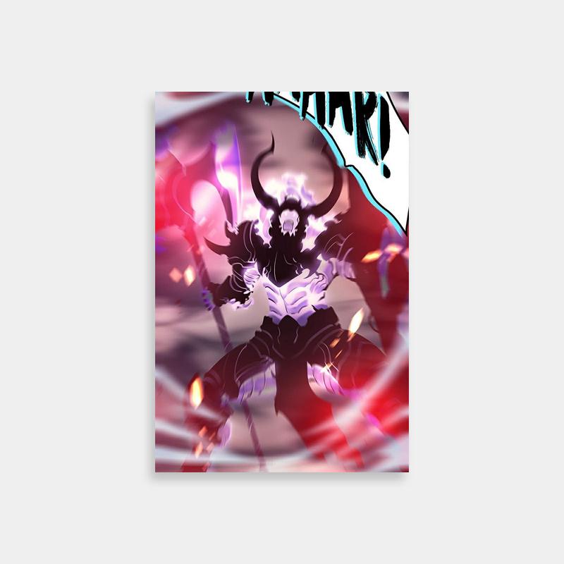 Solo Leveling Iron Poster - Horned Anime Character Art