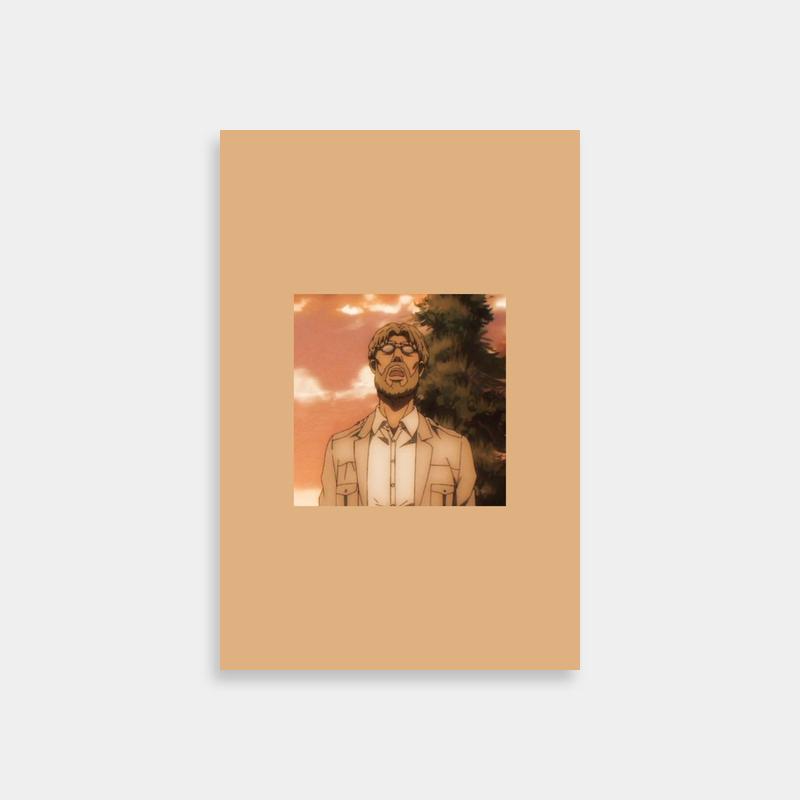 Zeke Yeager Attack on Titan Poster - Glasses-Wearing Man Under Orange Sky