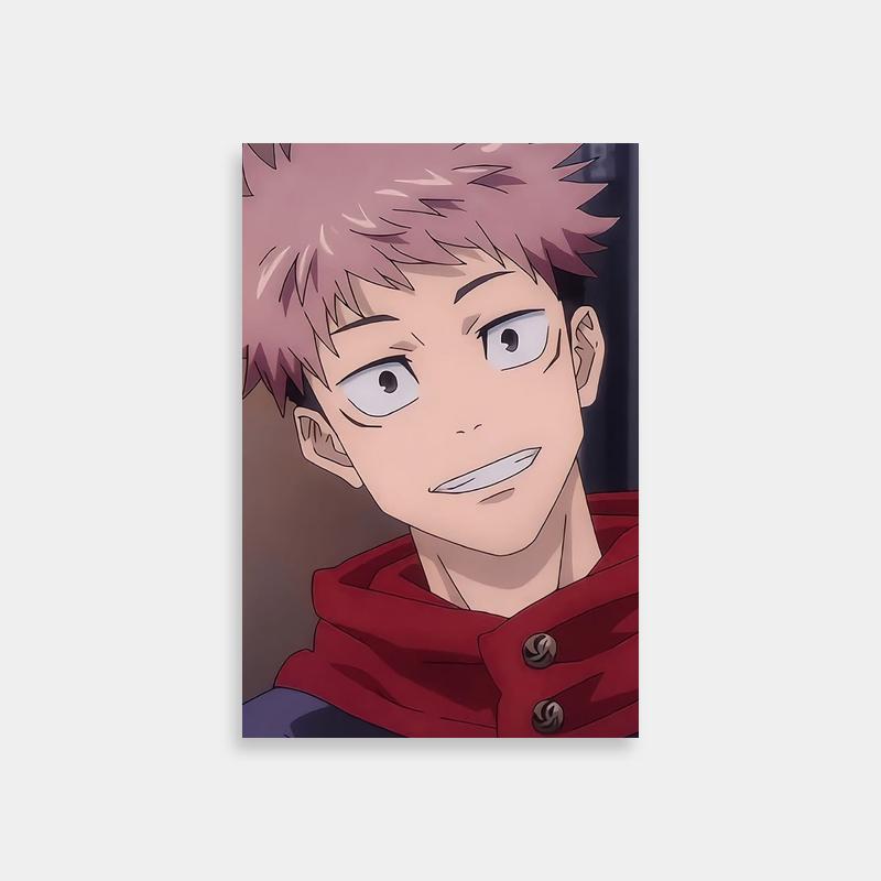 Yuji Itadori Jujutsu Kaisen Pink Hair Poster - Anime Wall Art