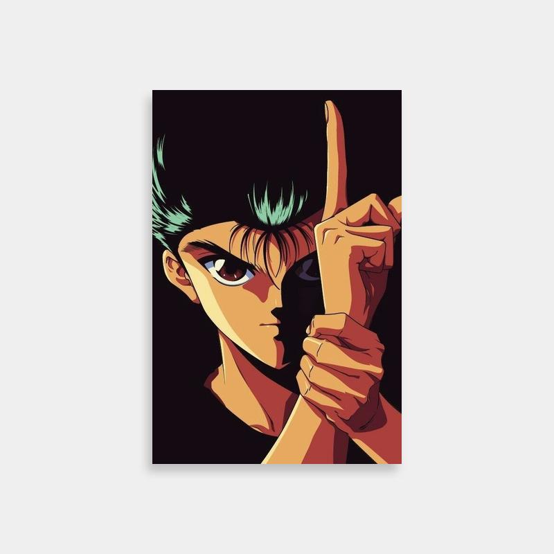 Yusuke Urameshi Yu Yu Hakusho Poster - Green Hair Pointing Anime Art