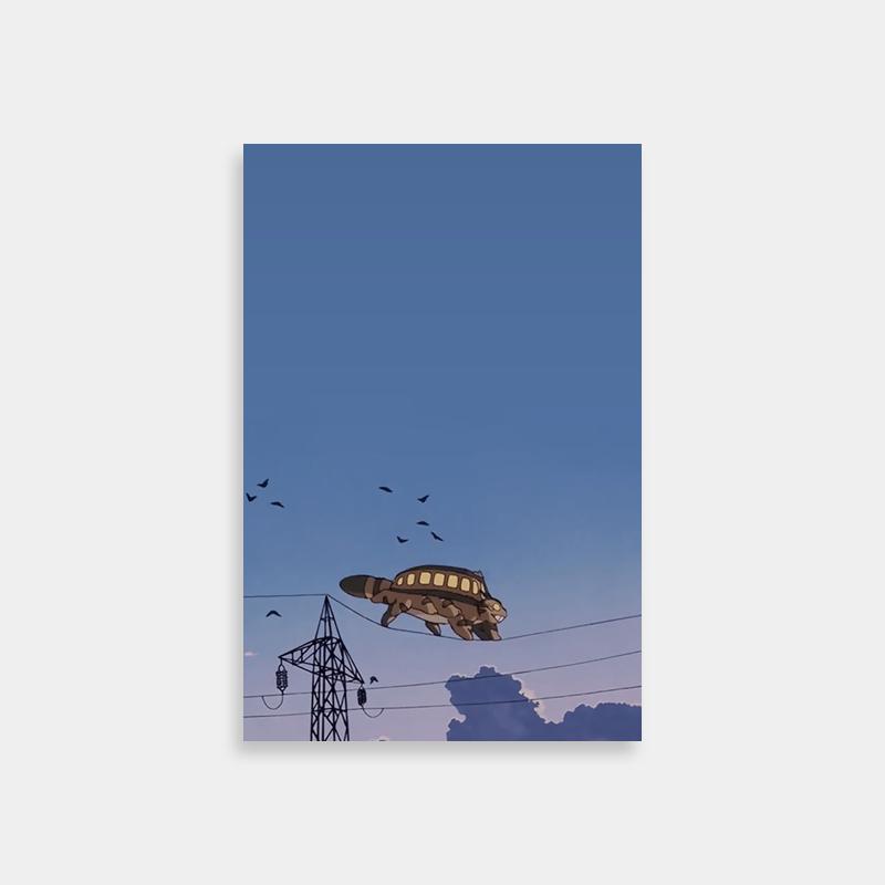 My Neighbor Totoro Catbus Poster - Airplane at Sunset Scene