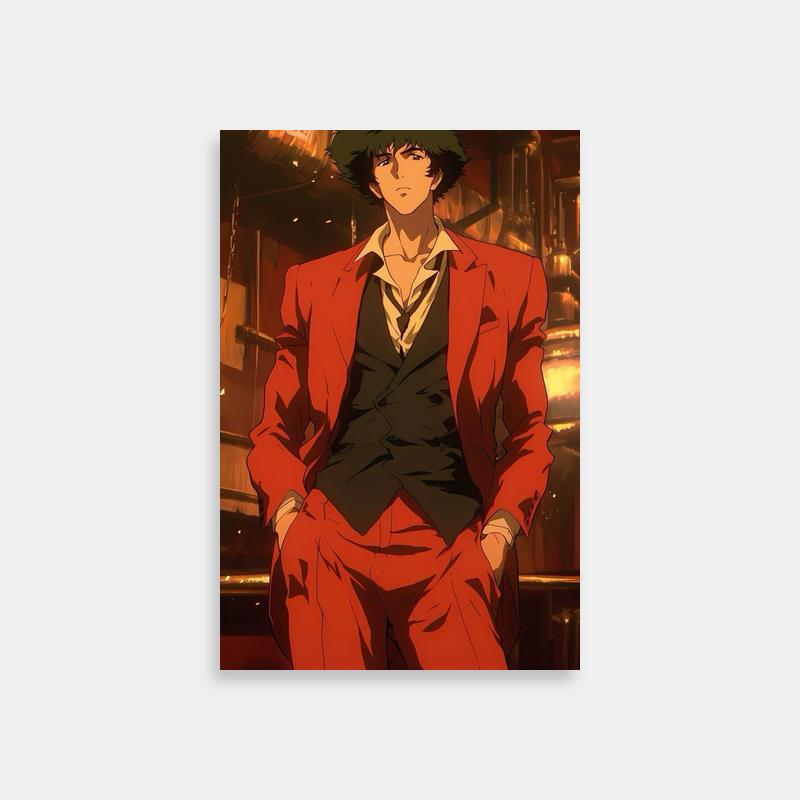 Spike Spiegel Cowboy Bebop Poster - Red Suit Anime Art