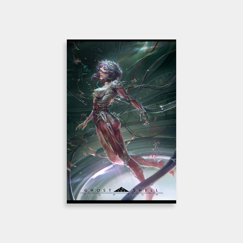 Major Motoko Kusanagi Ghost in the Shell Art Print - Futuristic Cybernetic Scene