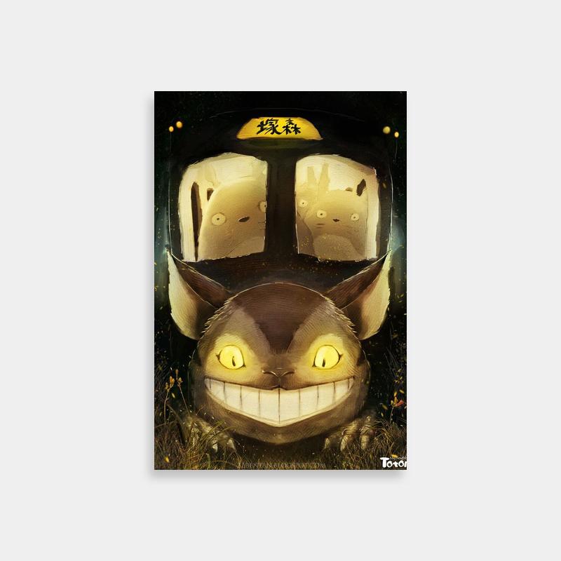 My Neighbor Totoro Catbus Art Print - Cat with Yellow Eyes