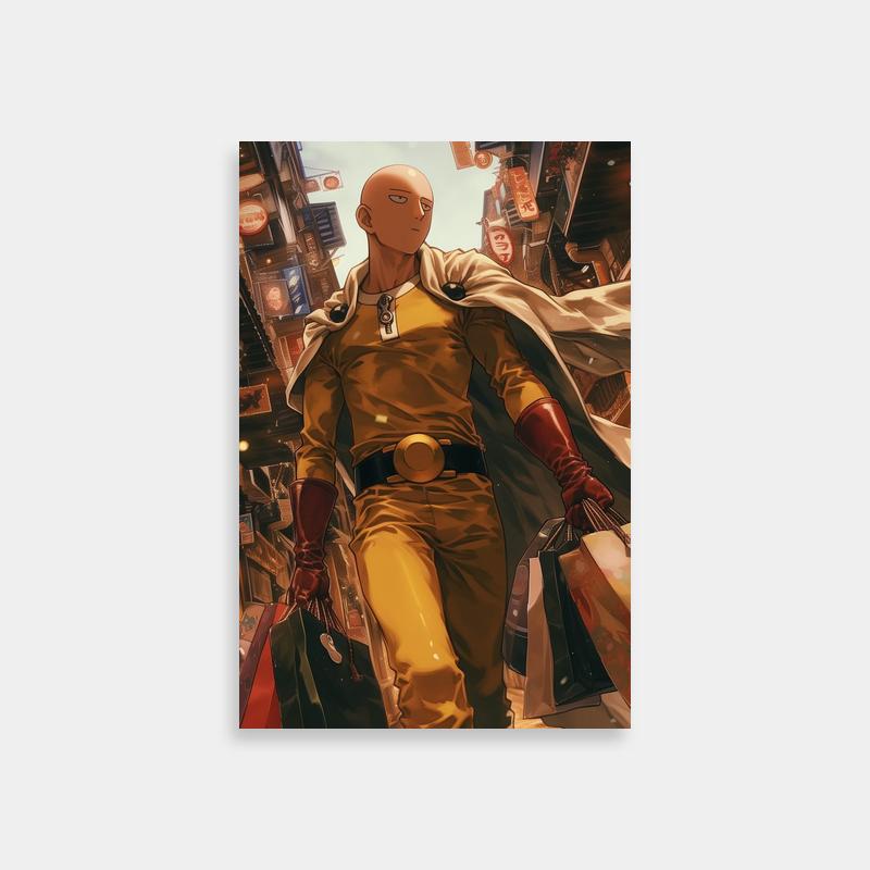 Saitama Shopping Scene Poster - One Punch Man Art