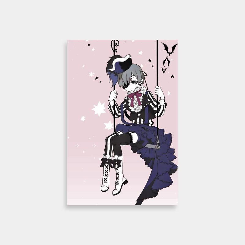 Ciel Phantomhive Black Butler Night Sky Poster - Swing Under Stars Art