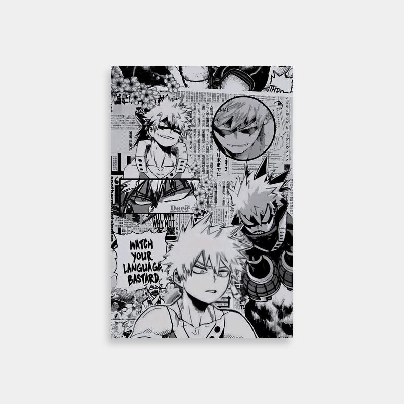 Black and White Katsuki Bakugo My Hero Academia Art Poster