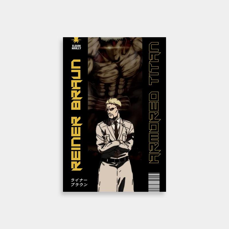 Reiner Braun Attack on Titan Poster - Anime Character Standing with Arms Crossed