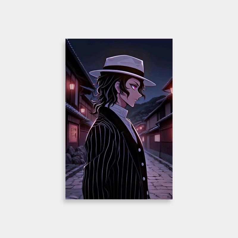 Muzan Kibutsuji Demon Slayer Anime Poster - Fedora & Night Street