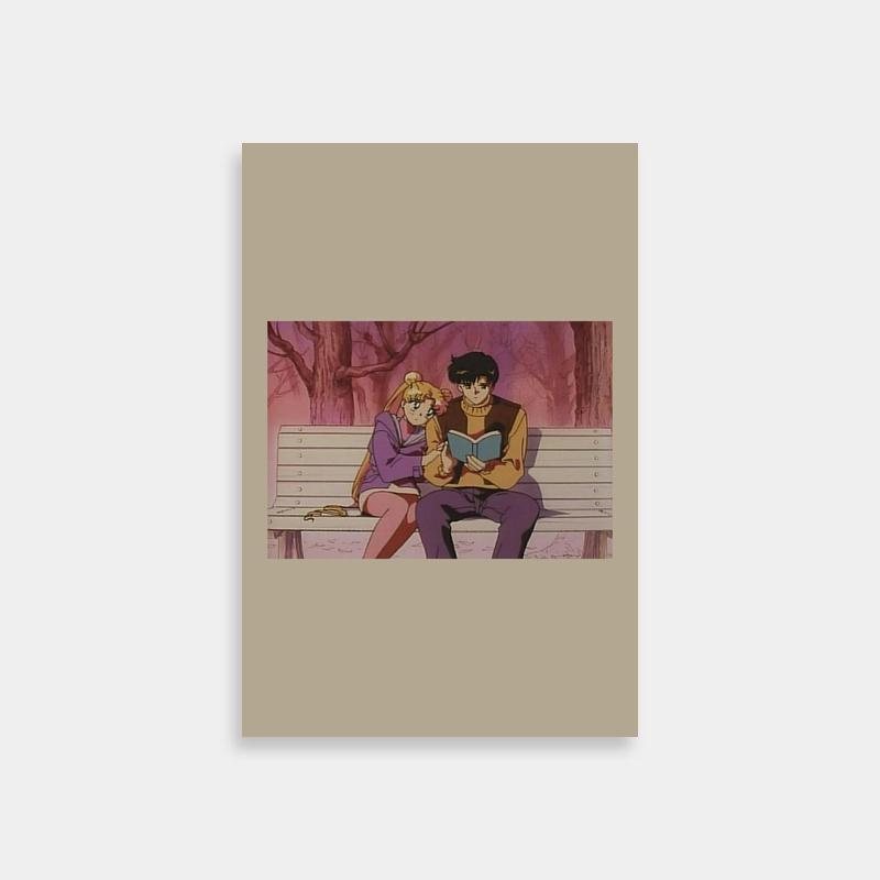 Mamoru & Usagi Sailor Moon Poster - Bench Scene with Book