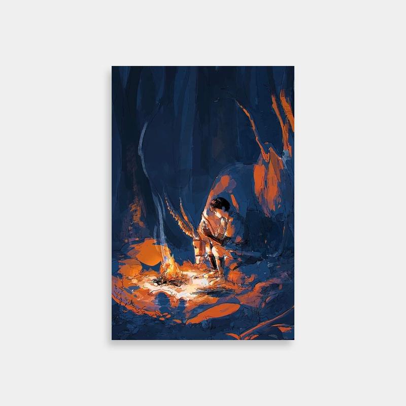 Princess Mononoke Ashitaka Poster - Man in Forest Next to Fire
