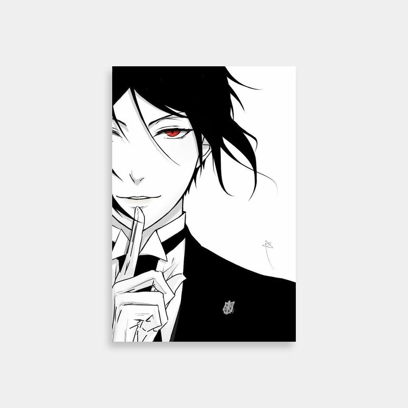 Sebastian Michaelis Black Butler Shushing Poster - Red Eyes Anime Art