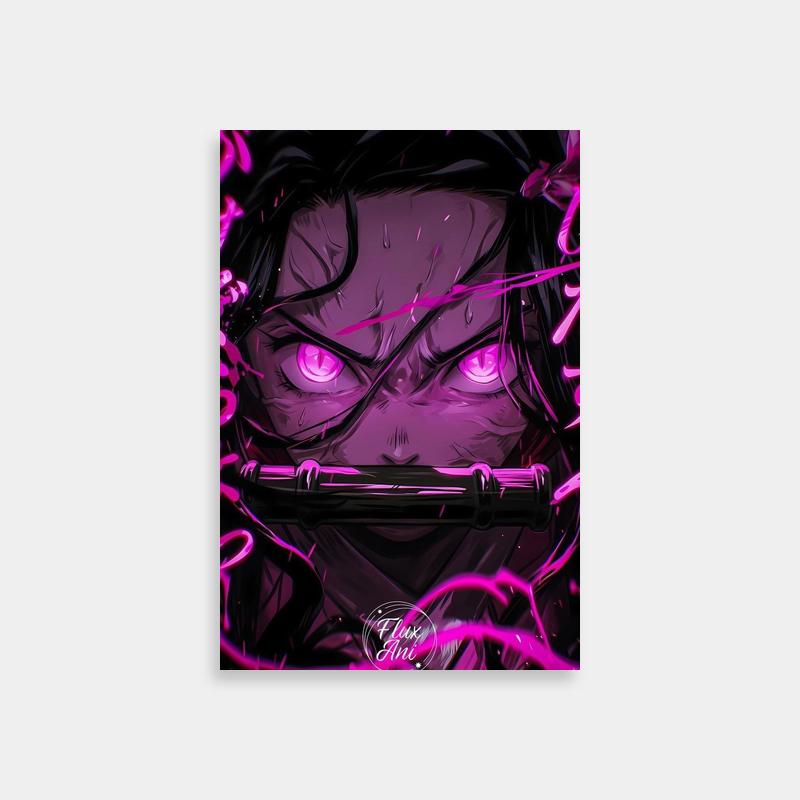 Nezuko Kamado Flute Poster - Pink-Eyed Anime Character
