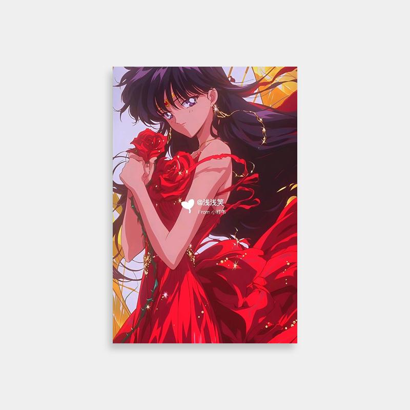 Rei Hino Sailor Moon Rose Poster - Anime Character Art