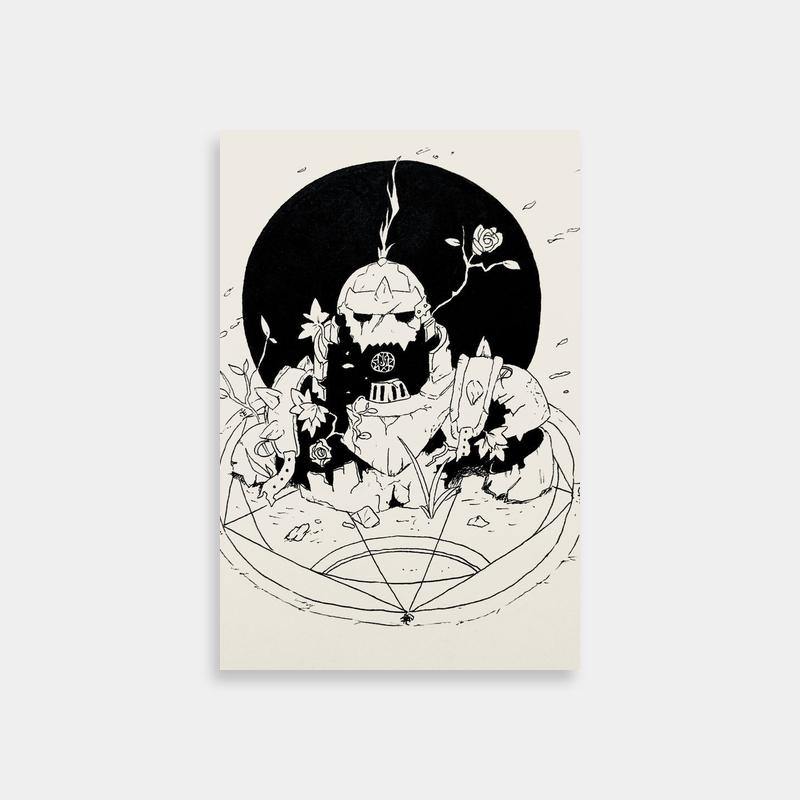 Alphonse Elric Fullmetal Alchemist Black & White Floral Art