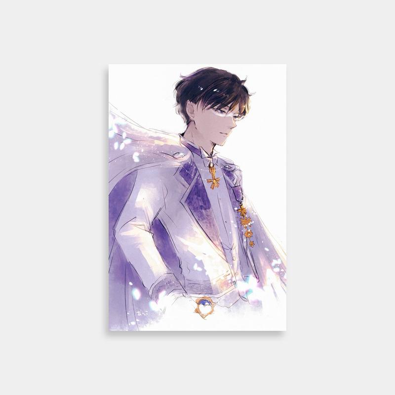 Mamoru Chiba Purple Outfit Gold Ring Poster - Sailor Moon Art