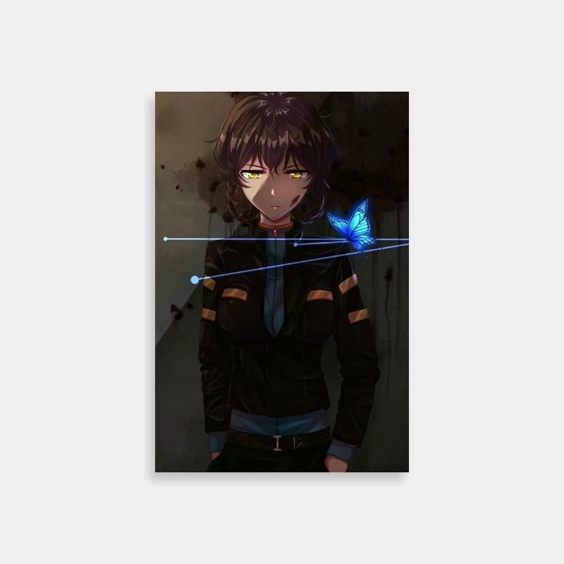 Suzuha Amane Steins;Gate Poster - Black Jacket & Blue Butterfly Anime Art
