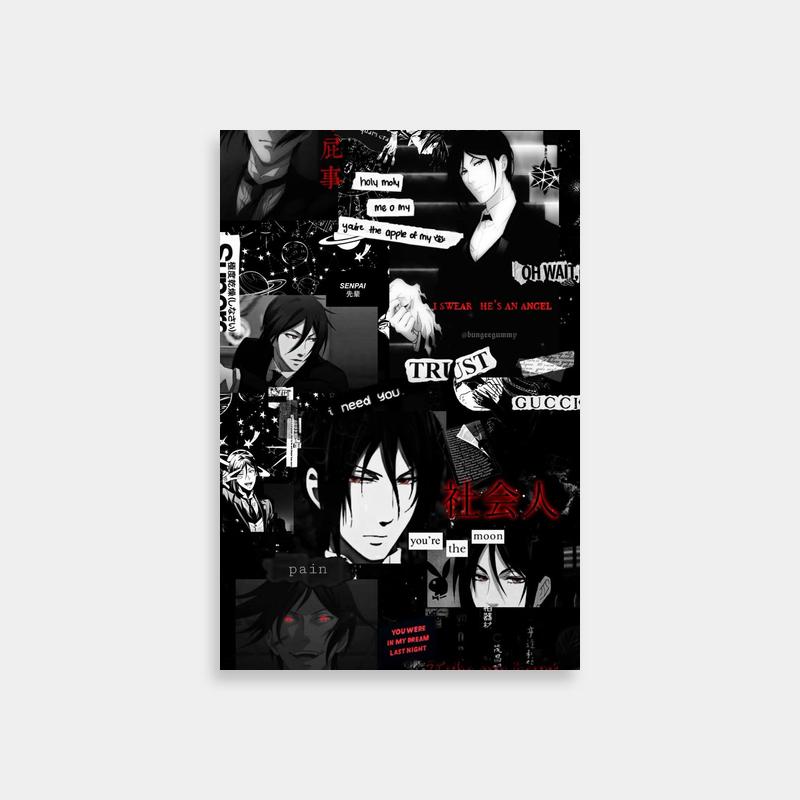 Black Butler Sebastian Michaelis Poster - Anime Characters in Black & White