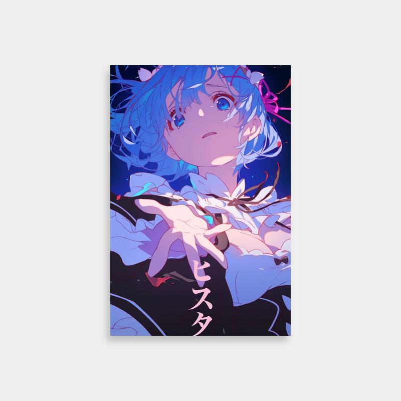 Rem Re:Zero Anime Wall Art - Blue Hair & Flowers