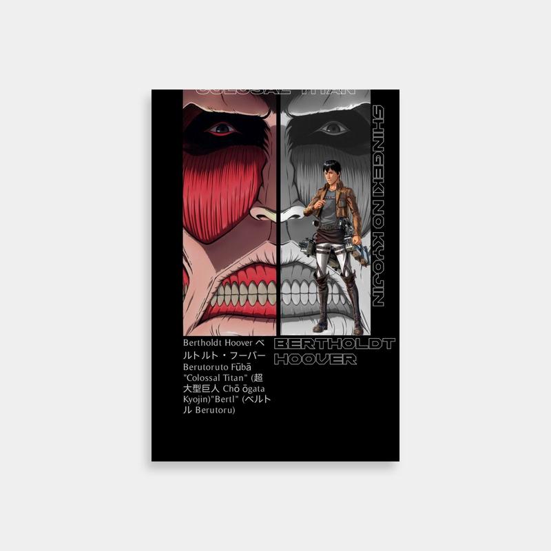 Bertholdt Hoover Attack on Titan Movie Poster - Black & White with Red Hair