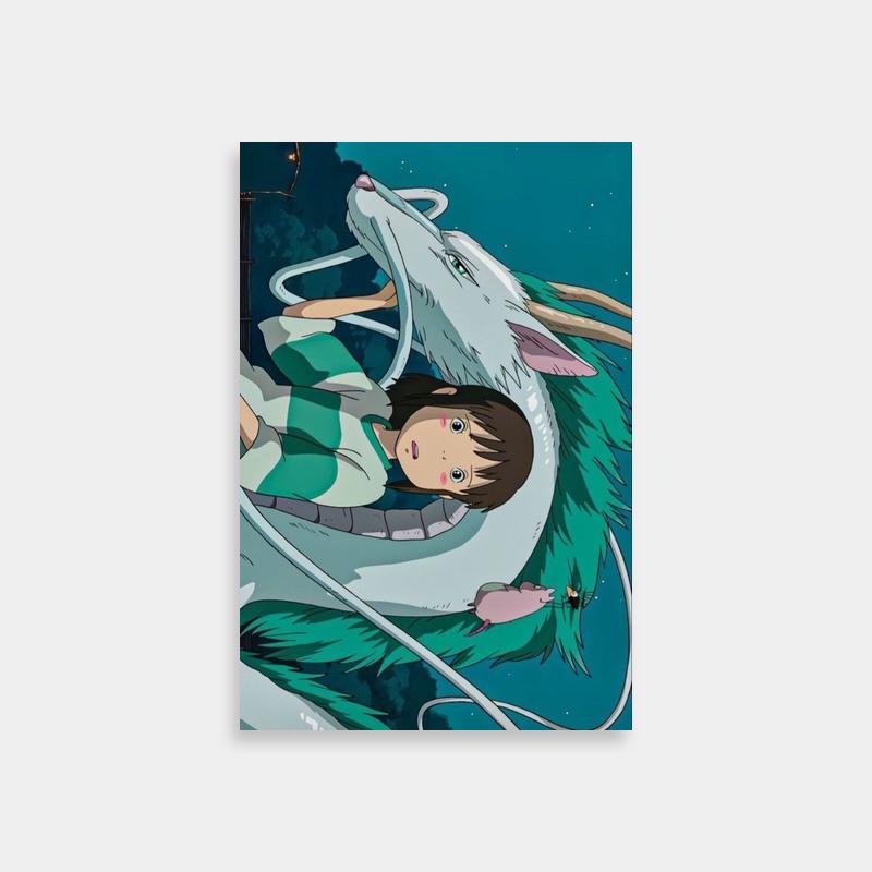 Haku on White Dragon Poster - Spirited Away Moonlit Scene Art