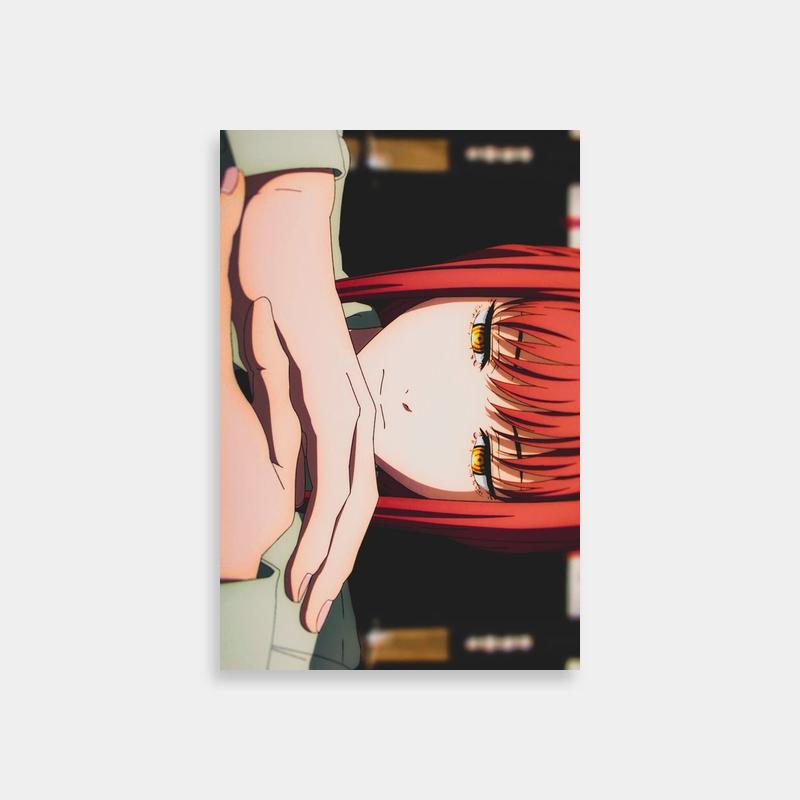 Makima Anime Poster - Red Hair Covering Face | Chainsaw Man Art