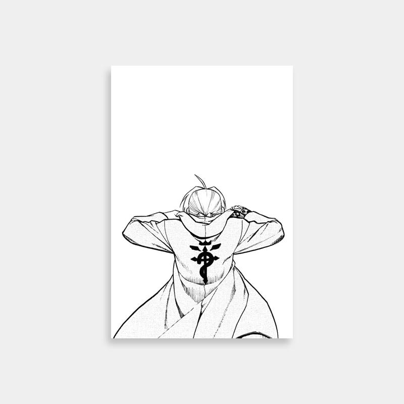 Alphonse Elric Black & White Anime Art Poster